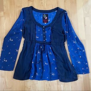 Johnny Was 100% Silk Blouse Floral Print Tunic
